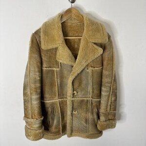 Vintage Leather Attic Shearling Coat 34 Made in Canada Raw Suede Sherpa Lined